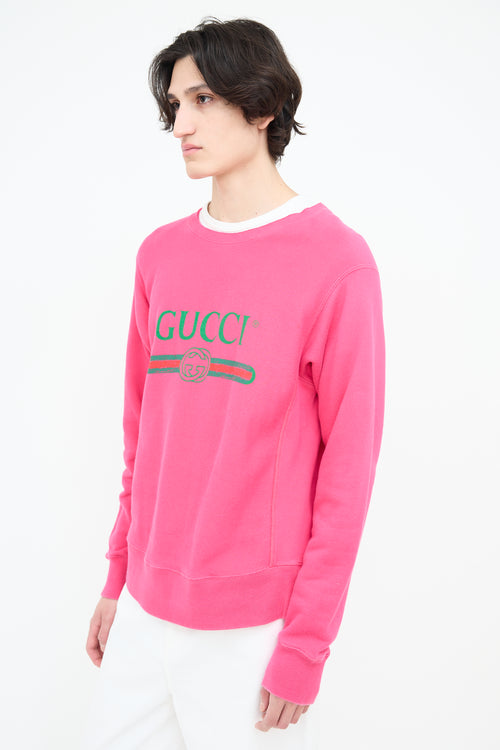 Gucci Fuchsia Interlocking GG Logo Crewneck