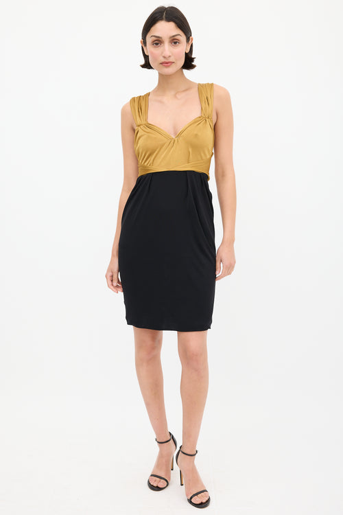 Gucci Gold 
Black V-Neck Dress