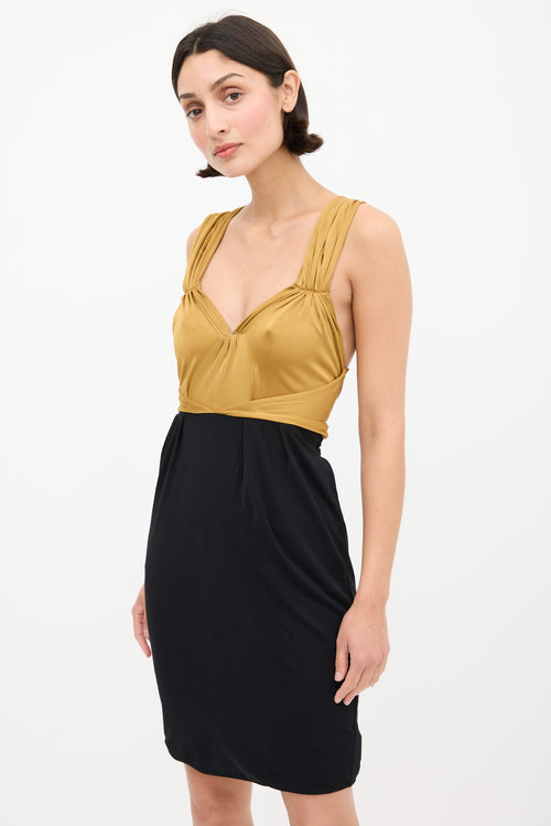 Gucci Gold 
Black V-Neck Dress