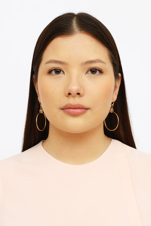 Gucci 18K Yellow Gold Puff Link Hoop Earrings