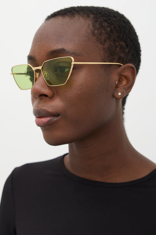 Gucci Gold 
Green GG0538S Angular Sunglasses