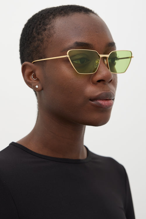 Gucci Gold 
Green GG0538S Angular Sunglasses