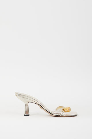 Gucci Gold Metallic Leather Embellished Dora Sandal