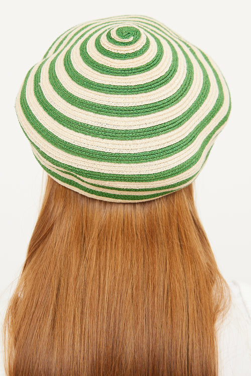 Gucci Beige 
Green Striped Hemp Beret