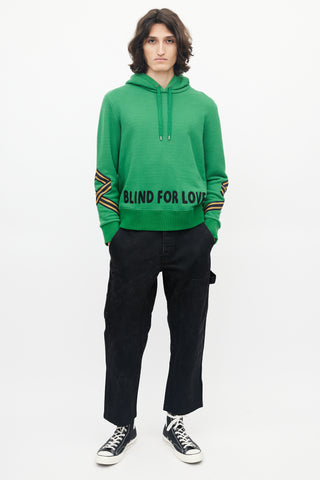 Gucci Green 
Black Blind For Love Patched Hoodie