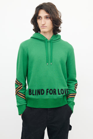 Gucci Green 
Black Blind For Love Patched Hoodie