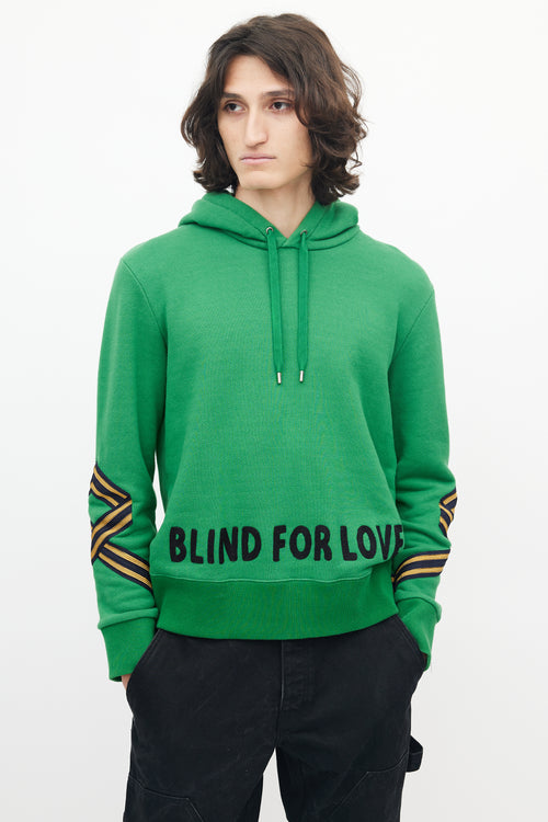 Gucci Green 
Black Blind For Love Patched Hoodie