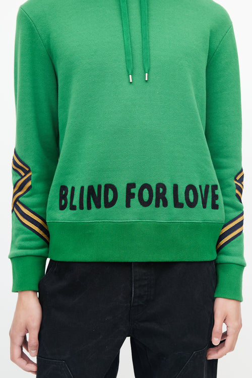 Gucci Green 
Black Blind For Love Patched Hoodie