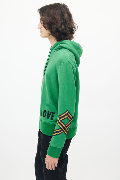 Gucci Green 
Black Blind For Love Patched Hoodie