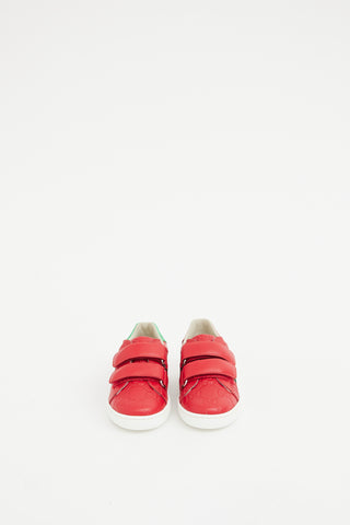 Gucci Kids Red Leather GG Web Ace Sneaker