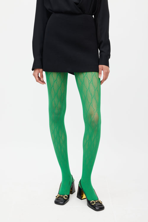 Gucci Green Interlocking GG Monogram Tights