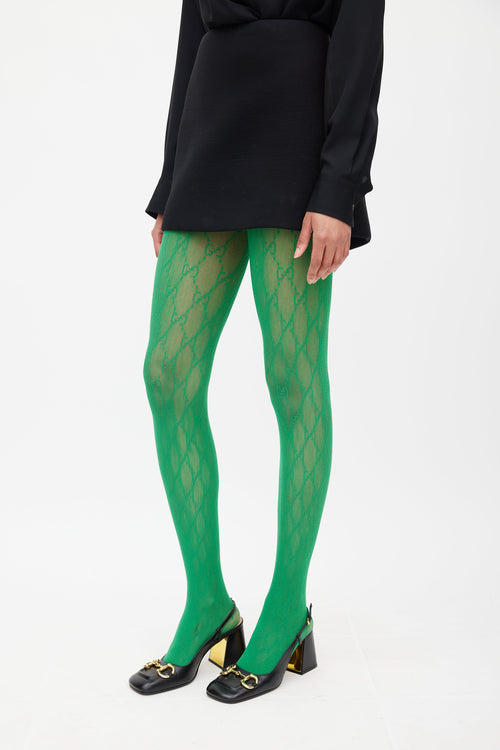 Gucci Green Interlocking GG Monogram Tights