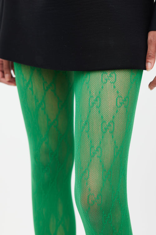 Gucci Green Interlocking GG Monogram Tights