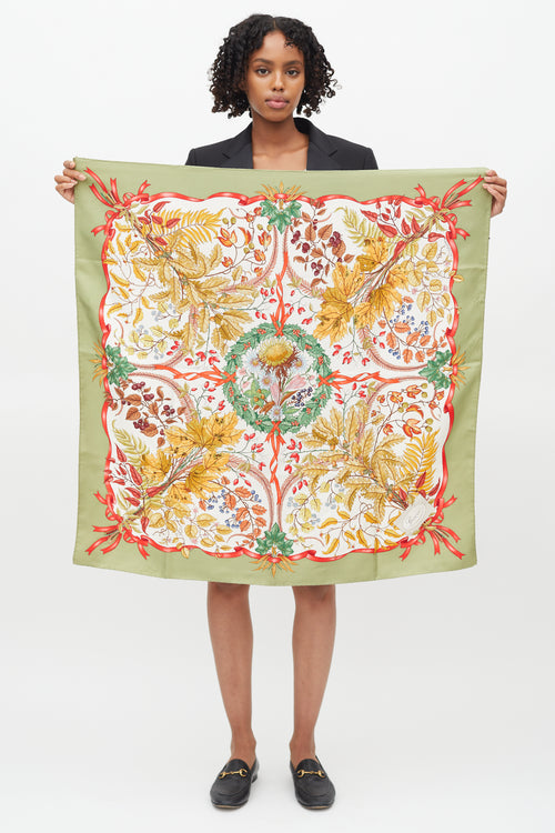 Gucci Green 
Multi Silk Autumn Scarf