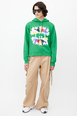 Gucci Green 
Multicolour GG Star Logo Hoodie