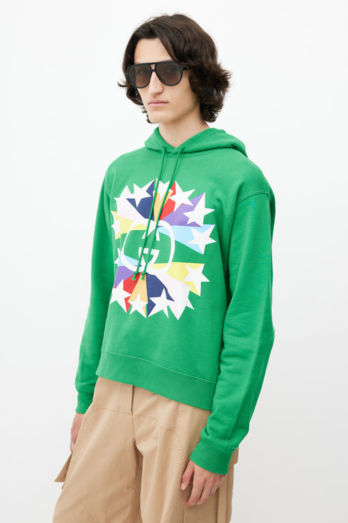 Gucci Green 
Multicolour GG Star Logo Hoodie