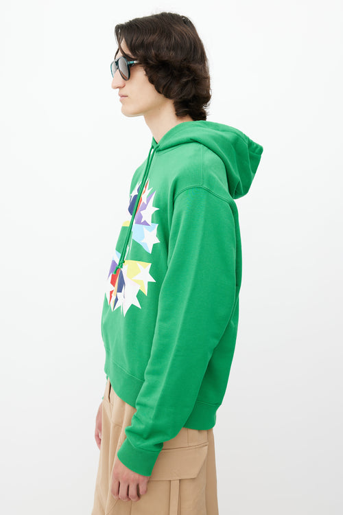 Gucci Green 
Multicolour GG Star Logo Hoodie