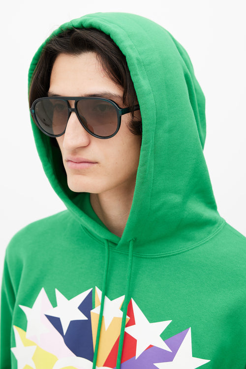 Gucci Green 
Multicolour GG Star Logo Hoodie