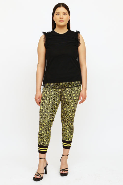 Gucci Yellow 
Brown Knit Print Jacquard Legging