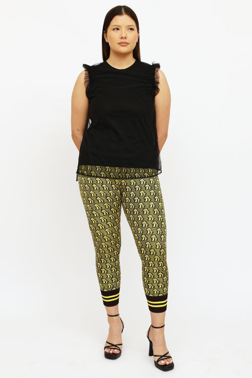 Gucci Yellow 
Brown Knit Print Jacquard Legging