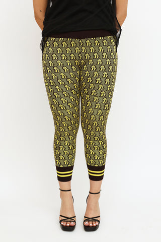 Gucci Yellow 
Brown Knit Print Jacquard Legging