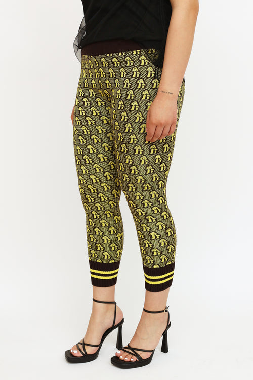 Gucci Yellow 
Brown Knit Print Jacquard Legging