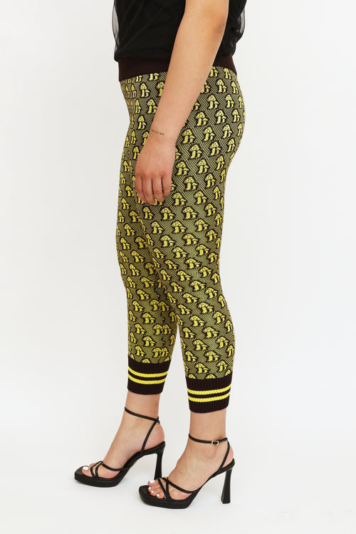 Gucci Yellow 
Brown Knit Print Jacquard Legging