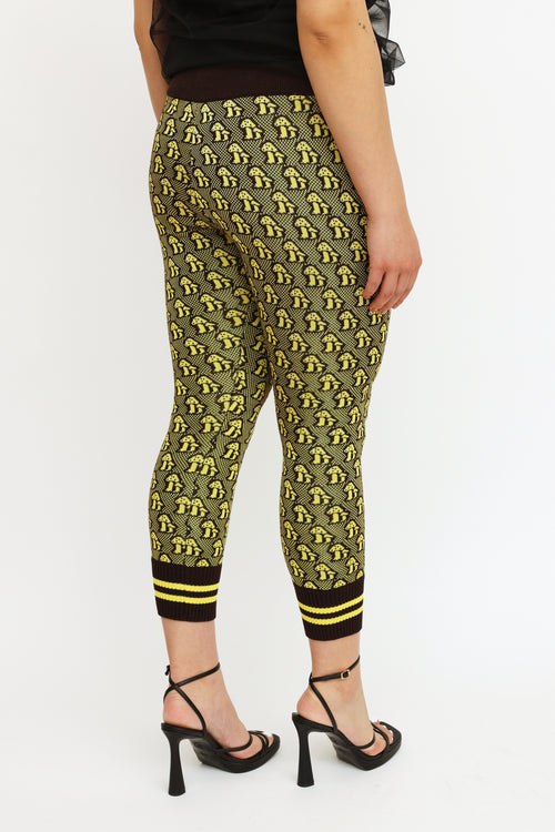 Gucci Yellow 
Brown Knit Print Jacquard Legging