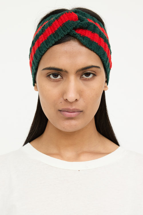 Gucci Red 
Green Web Knit Headband