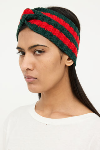 Gucci Red 
Green Web Knit Headband