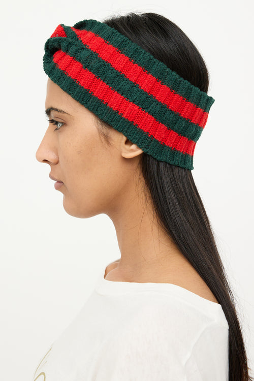 Gucci Red 
Green Web Knit Headband