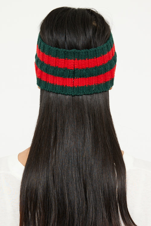 Gucci Red 
Green Web Knit Headband