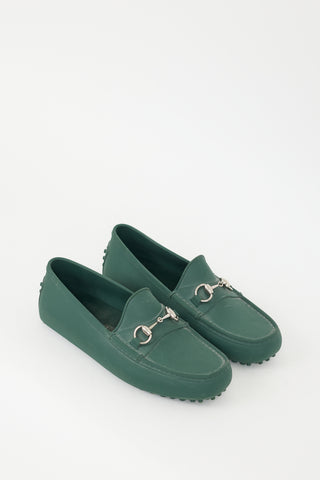 Gucci Green Rubber Driving Loafer