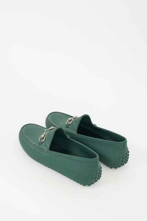 Gucci Green Rubber Driving Loafer