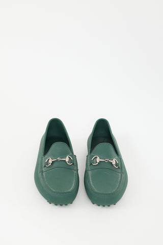 Gucci Green Rubber Driving Loafer