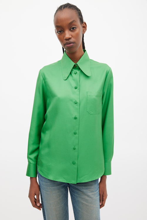 Gucci Green Silk One Pocket Shirt