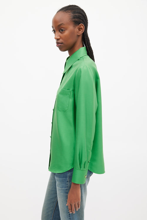 Gucci Green Silk One Pocket Shirt