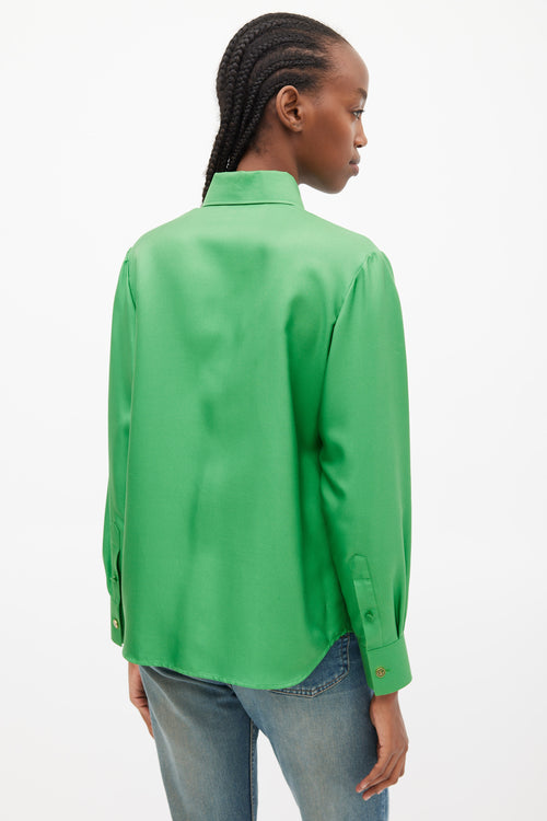 Gucci Green Silk One Pocket Shirt