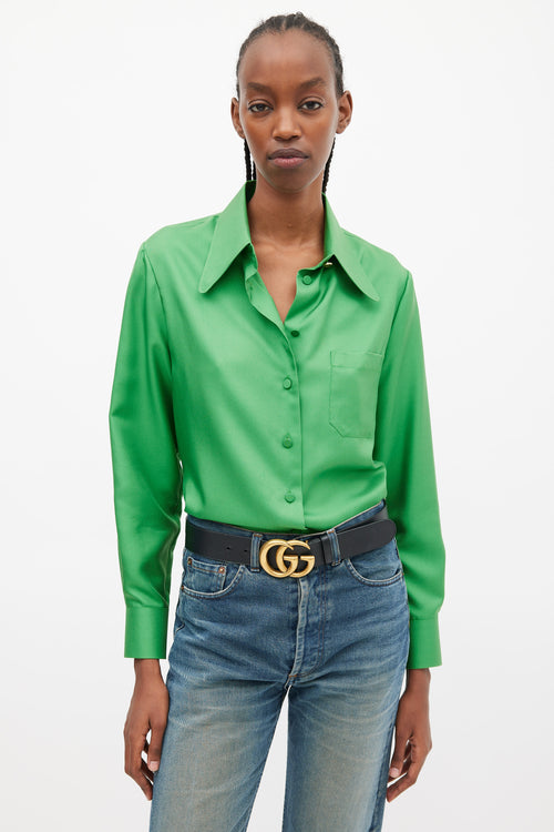 Gucci Green Silk One Pocket Shirt