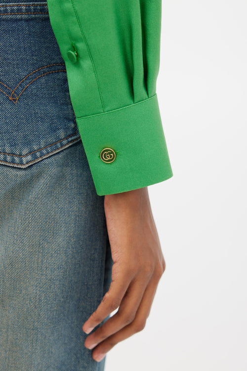 Gucci Green Silk One Pocket Shirt