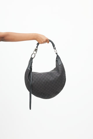 Gucci Vintage Dark Brown GG Half Moon Bag