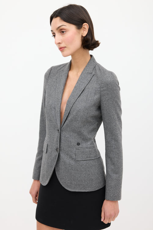 Gucci Grey 
Black Wool Logo Blazer