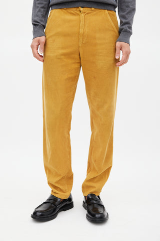 Gucci Yellow Tapered Corduroy Trouser