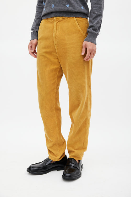 Gucci Yellow Tapered Corduroy Trouser