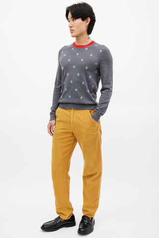 Gucci Yellow Tapered Corduroy Trouser