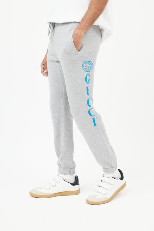 Gucci Grey 
Blue Logo Sweatpant