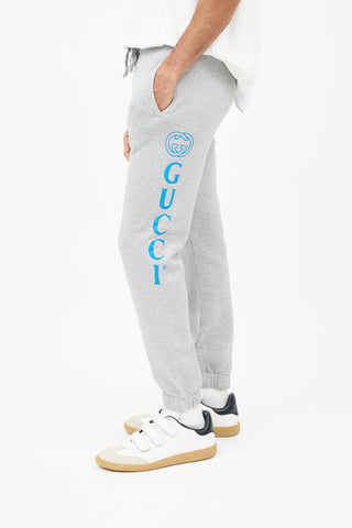 Gucci Grey 
Blue Logo Sweatpant