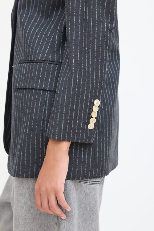 Gucci Grey 
Blue Wool Monogram Blazer