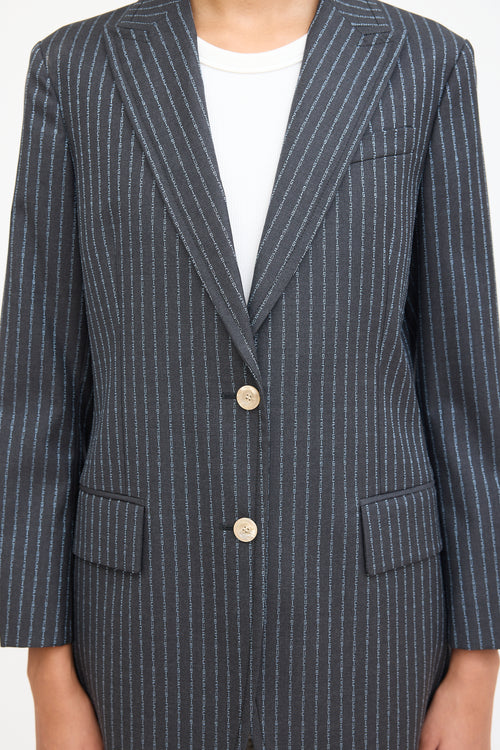 Gucci Grey 
Blue Wool Monogram Blazer