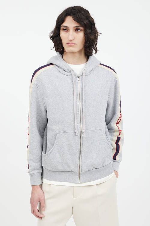 Gucci Grey Logo Zip Up Hoodie